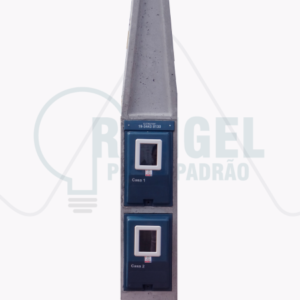 Poste de 2 medidores Perfuração: 0.40x0.40; 1.40 profundidade Peso: 560kg Tipo de ligação: bifásica e trifásica 63A, 80A e 100A